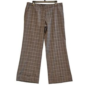 View Women's Plaid Wide Leg Cropped Pants Size 12 Gray Pink Classic Tailored